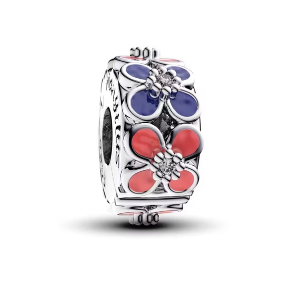 PAIR*** Pink & Purple Flowers Clip Charms - Picture 15 of 16